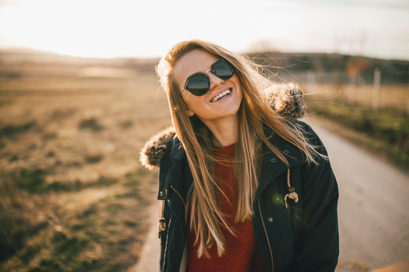 Happy blonde girl